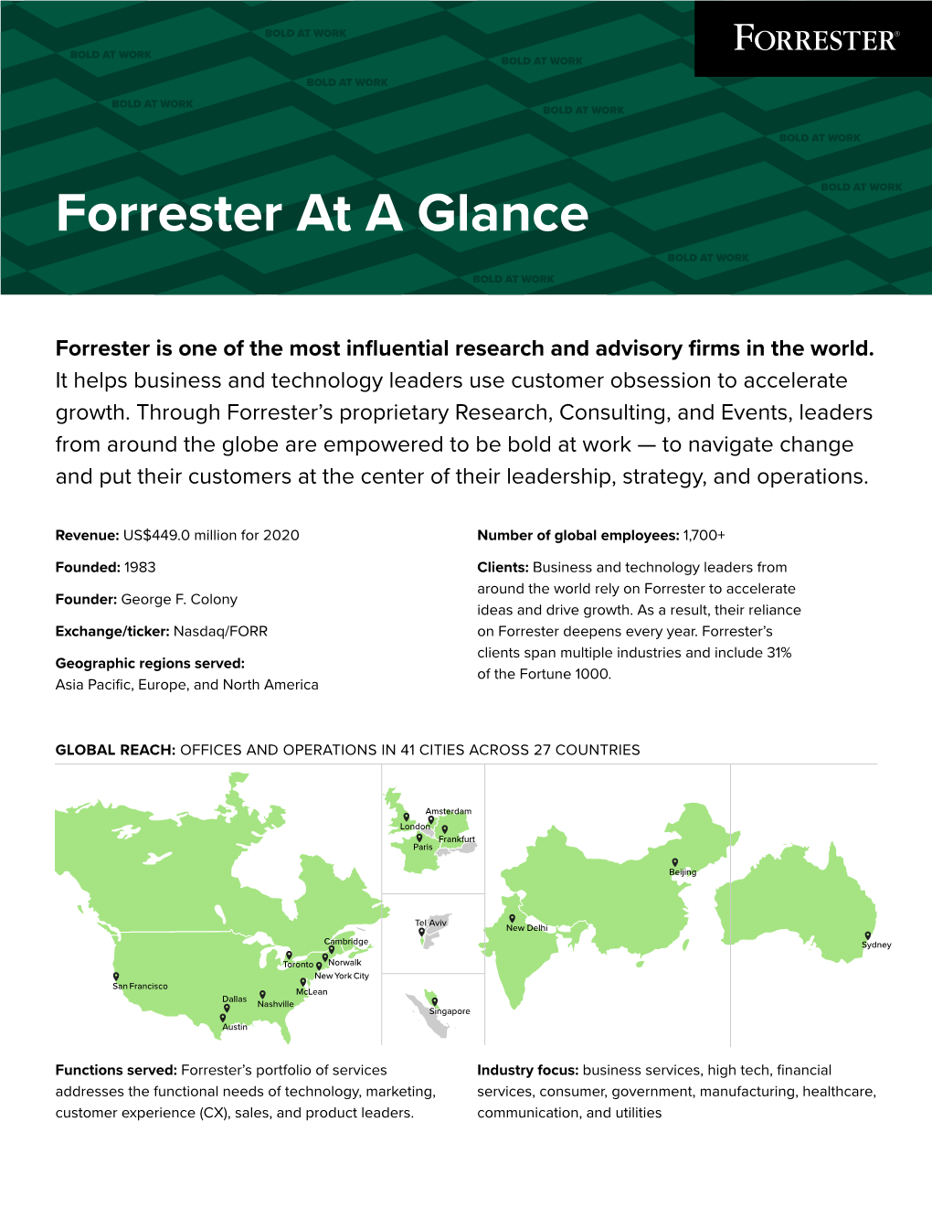 Forrester at a Glance BOLD at WORK BOLD at WORK