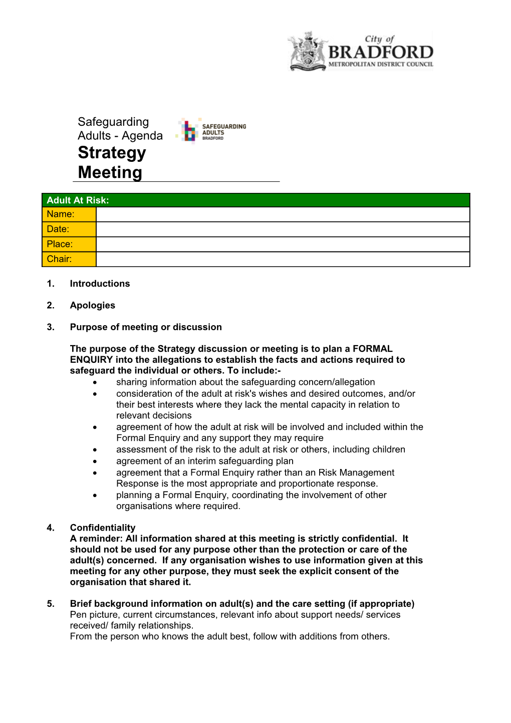 Safeguarding Adults - Agenda 1