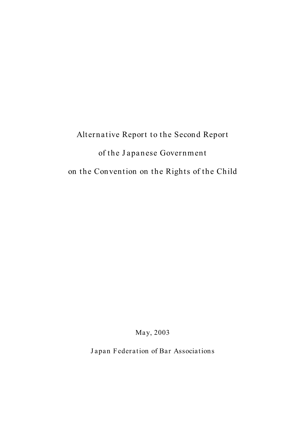 Alternative Report to the Second Report of the Japanese