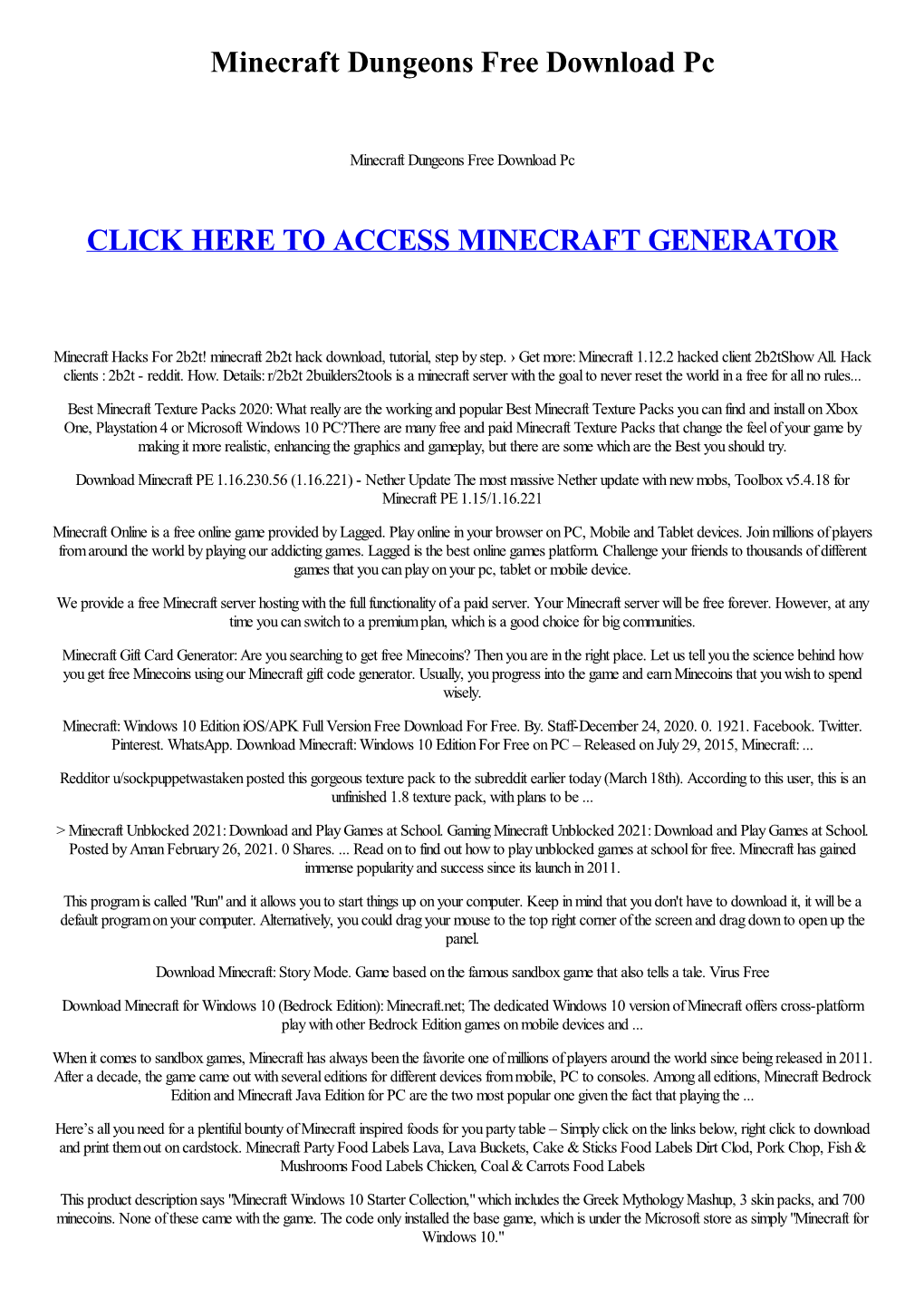 Minecraft Dungeons Free Download Pc