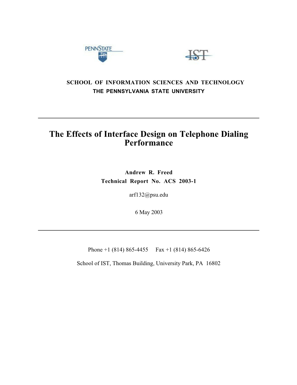 The Effects of Interface Design on Telephone Dialing Performance