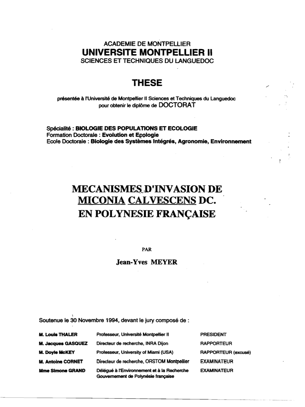 Mecanismes D'invasion De Miconia Calvescens Dc. En Polynesie Franchise