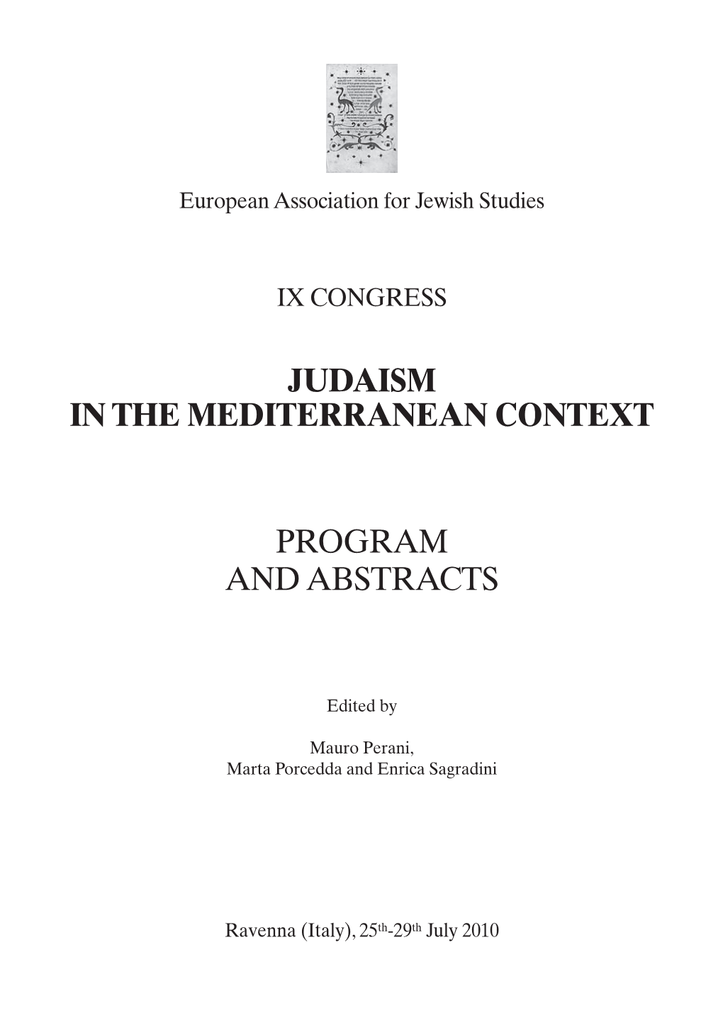 Program and Abstracts Judaism in The