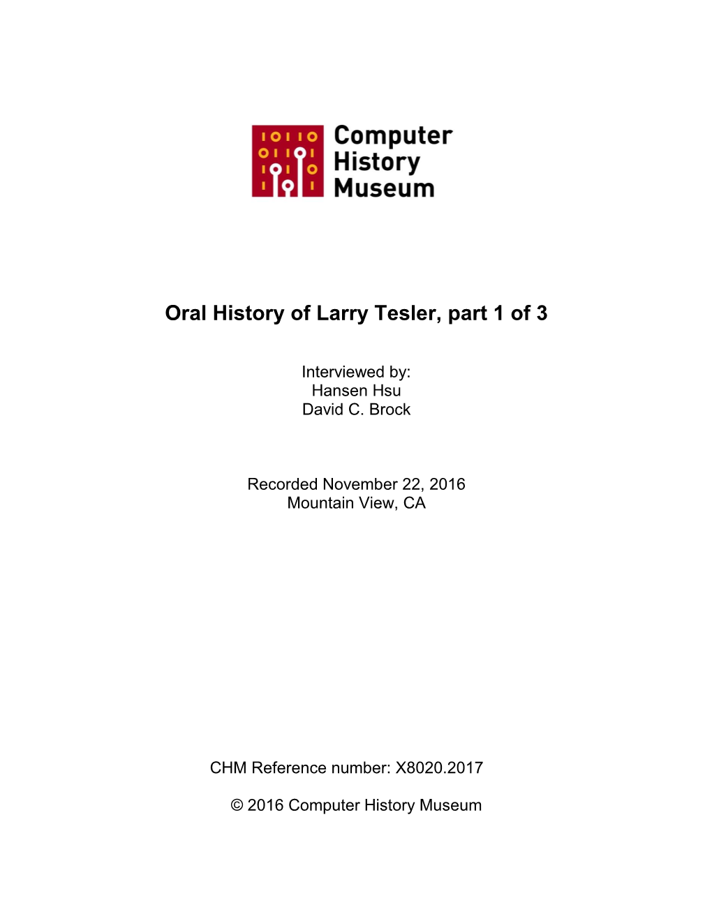 Oral History of Larry Tesler, Part 1 of 3