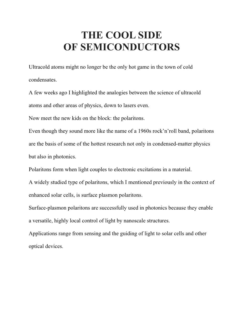 The Cool Side of Semiconductors