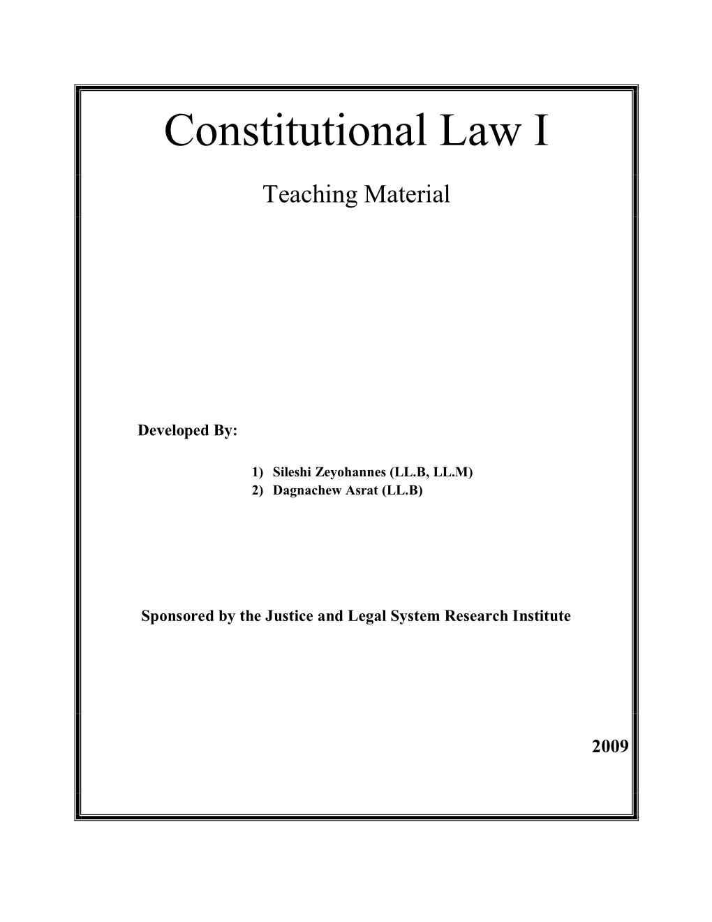 Constitutional Law I