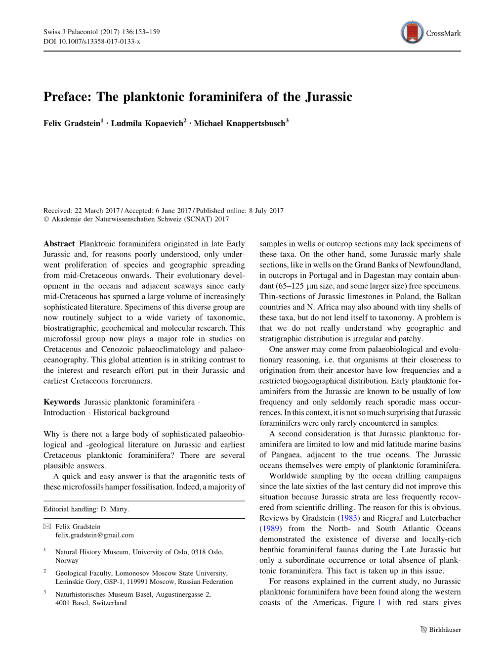 The Planktonic Foraminifera of the Jurassic