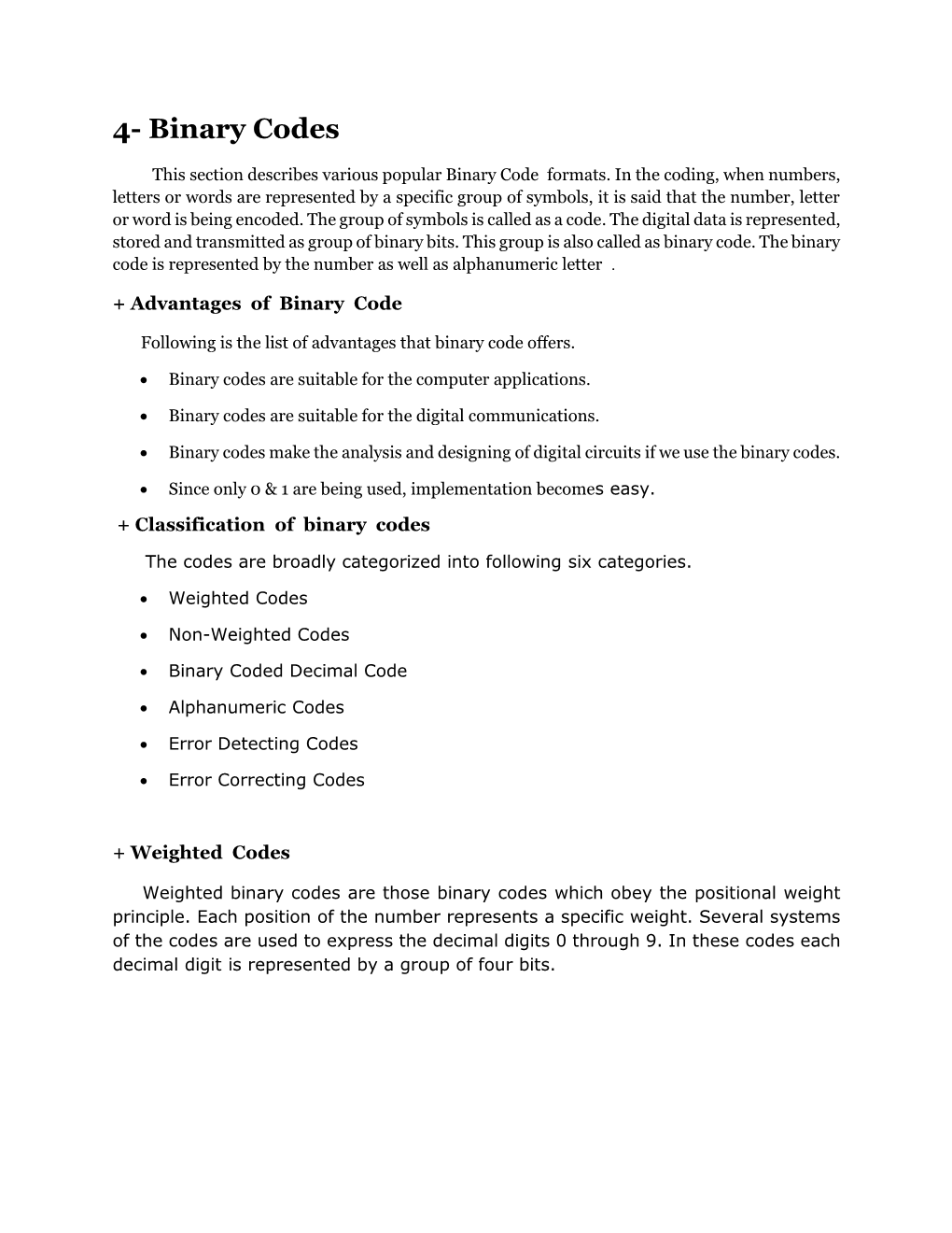 4- Binary Codes