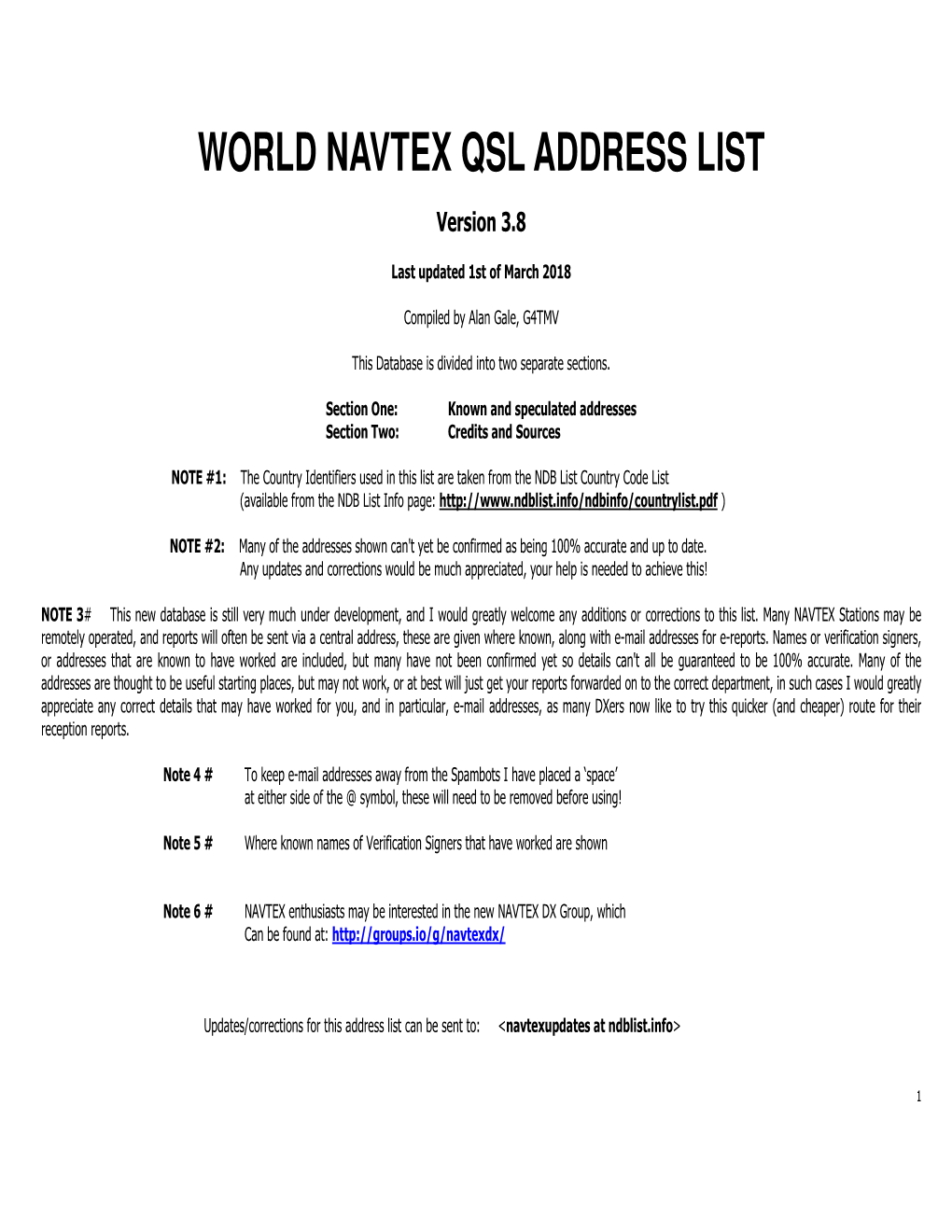 World Navtex Qsl Address List