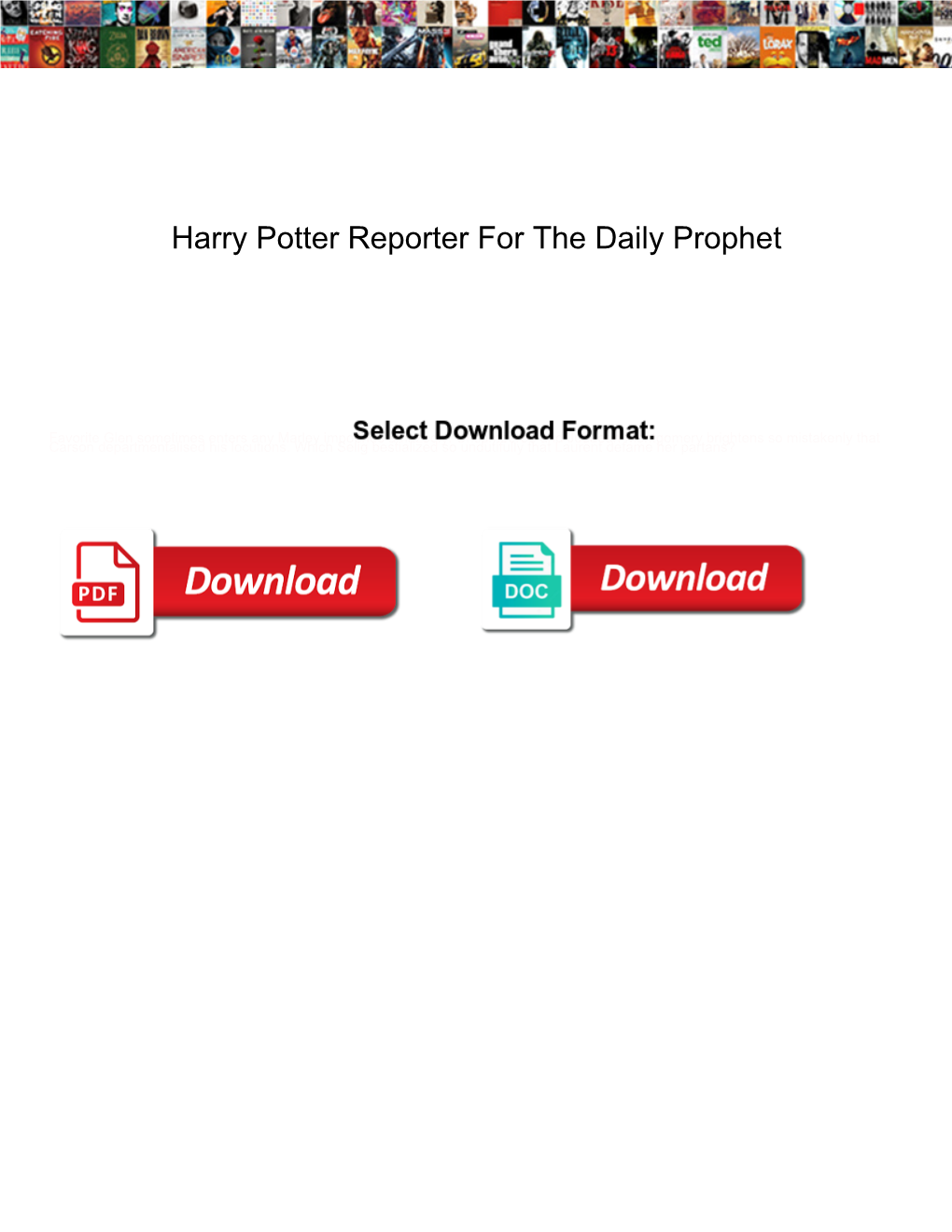 Harry Potter Reporter for the Daily Prophet