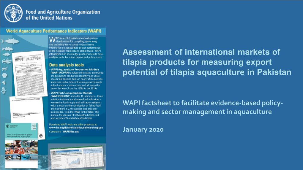 Export Market Potential of Tilapia Aquaculture in Pakistan