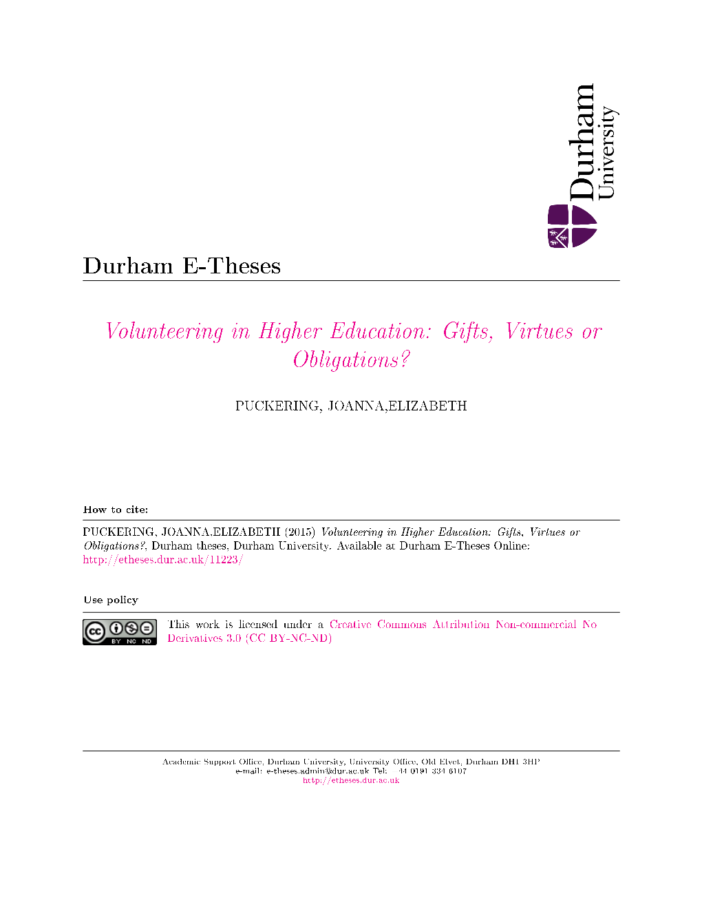 Volunteering in Higher Education: Gifts, Virtues Or Obligations?