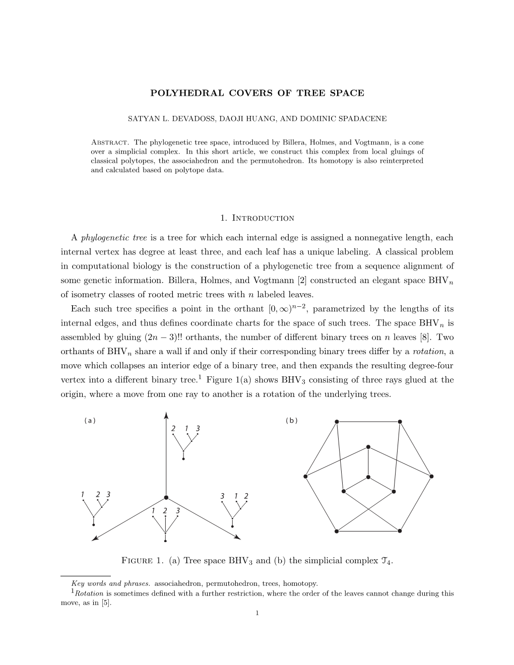 POLYHEDRAL COVERS of TREE SPACE 1. Introduction A