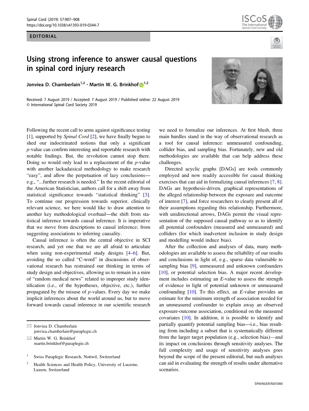 Using Strong Inference to Answer Causal Questions in Spinal Cord Injury Research