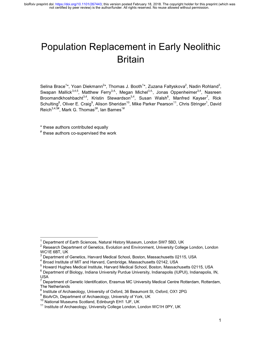 Population Replacement in Early Neolithic Britain