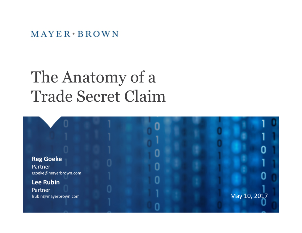 The Anatomy of a Trade Secret Claim