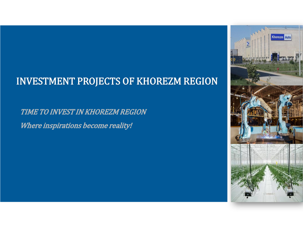 Investment Projects of Khorezm Region