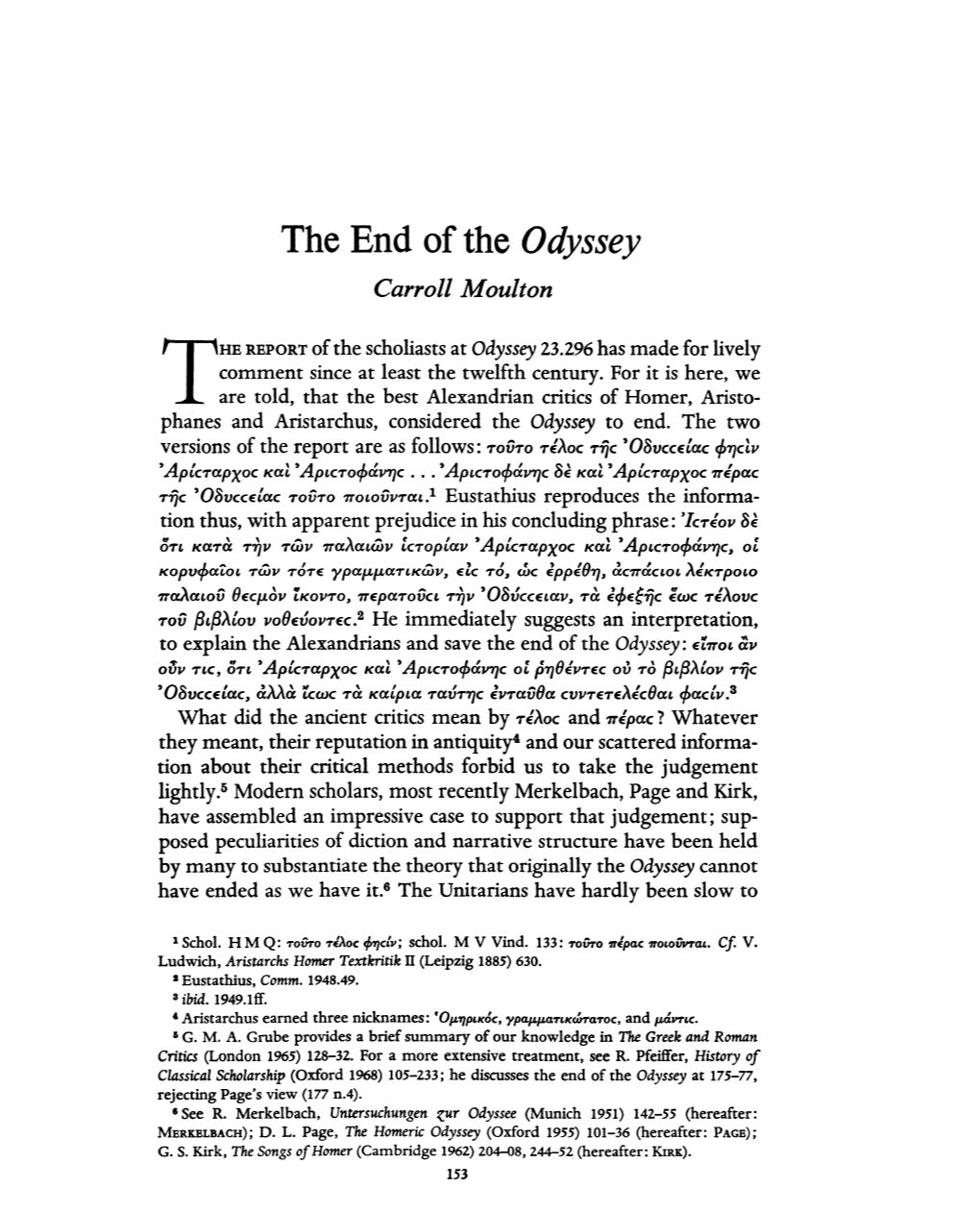 The End of the Odyssey Carroll Moulton