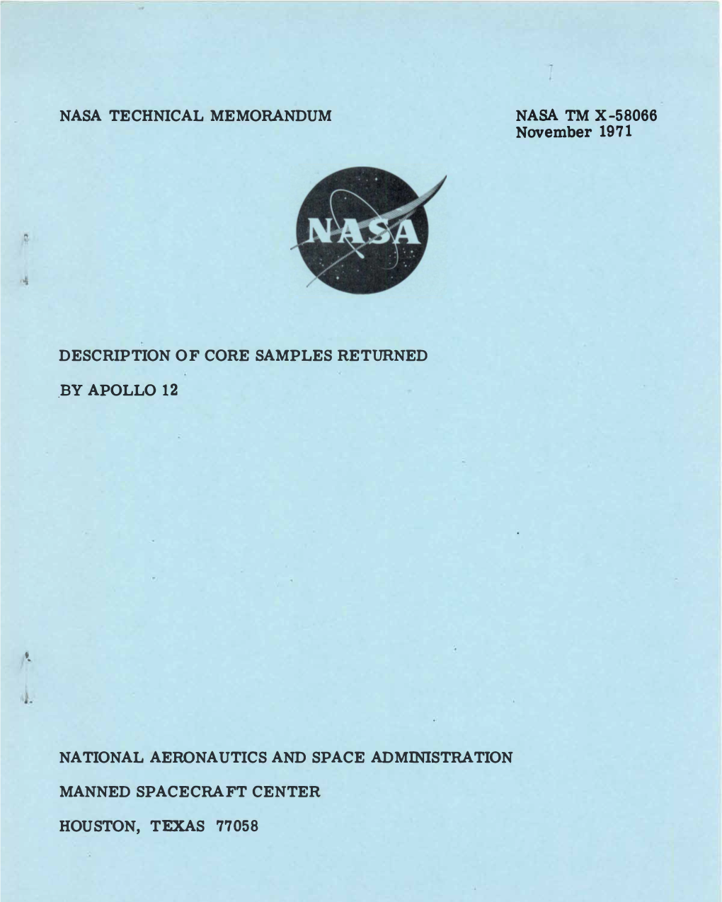 Description of Core Samples Returned by Apollo 12