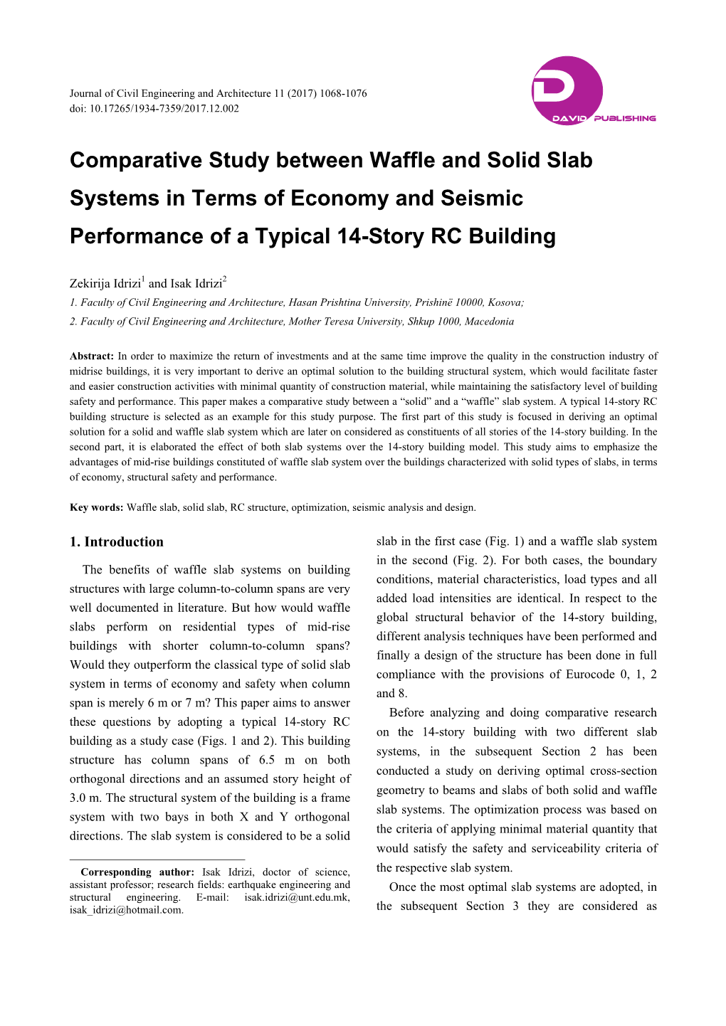 Comparative Study Between Waffle and Solid Slab Systems in Terms of Economy and Seismic Performance of a Typical 14-Story RC Building