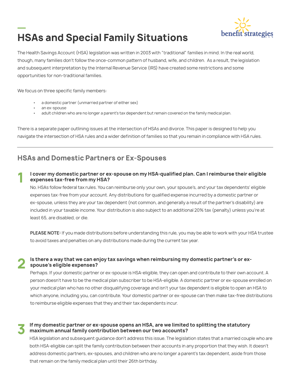 Hsas and Special Family Situations