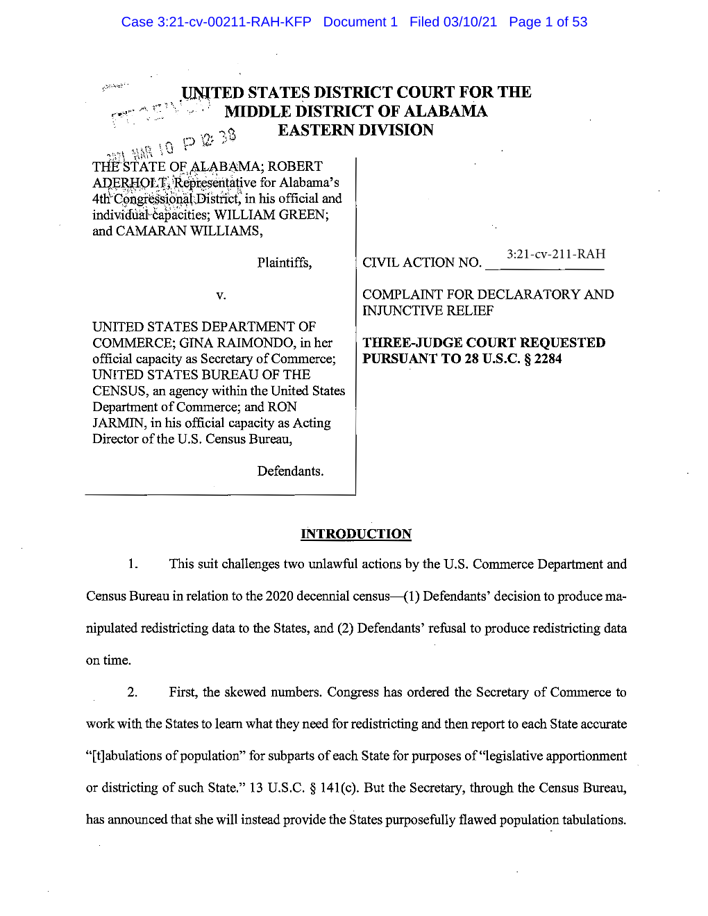 KNITED STATES DISTRICT COURT for the MIDDLE DISTRICT of ALABAMA -),C,), EASTERN DIVISION