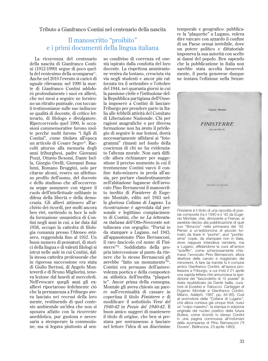 Il Manoscritto “Proibito” E I Primi Documenti Della Lingua Italiana