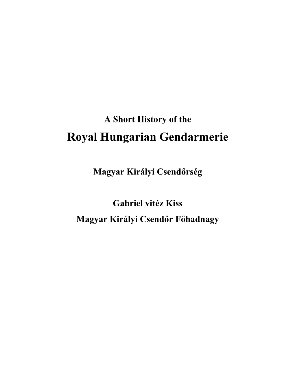 Royal Hungarian Gendarmerie