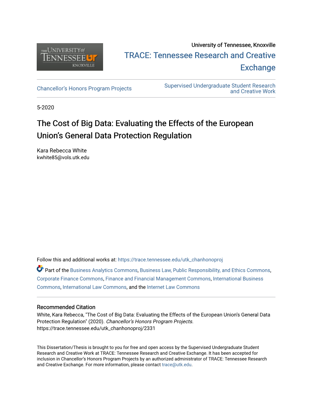 Evaluating the Effects of the European Union's General Data Protection
