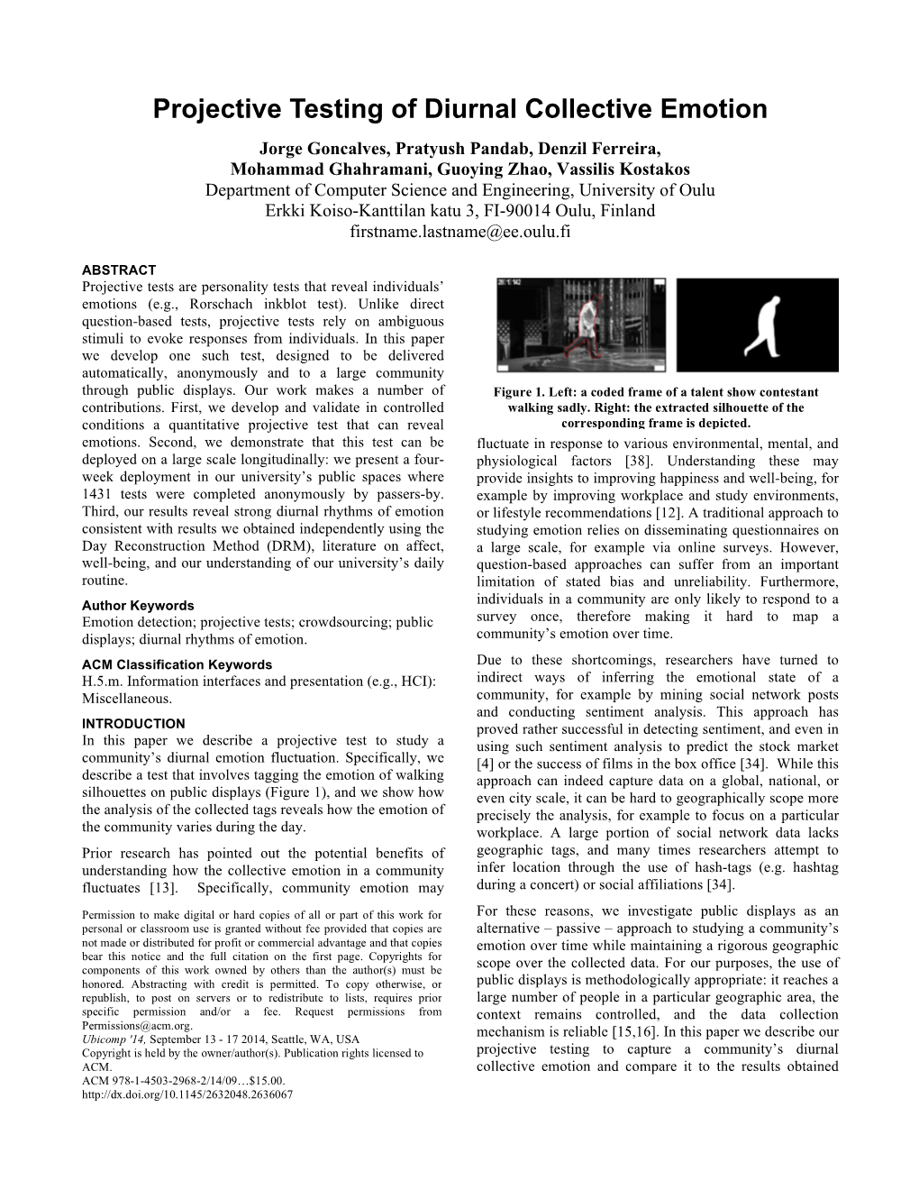 Projective Testing of Diurnal Collective Emotion