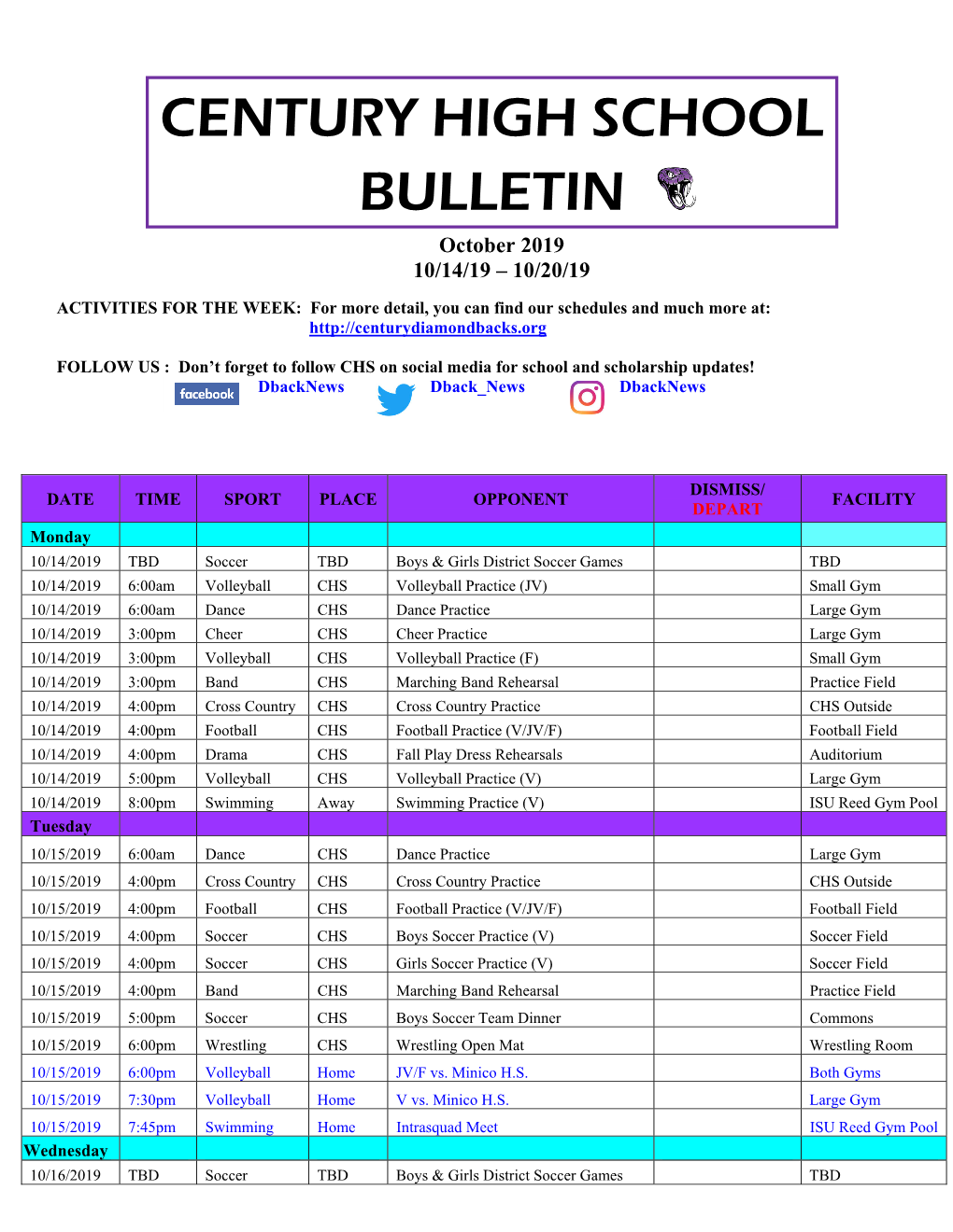 Century High School Bulletin