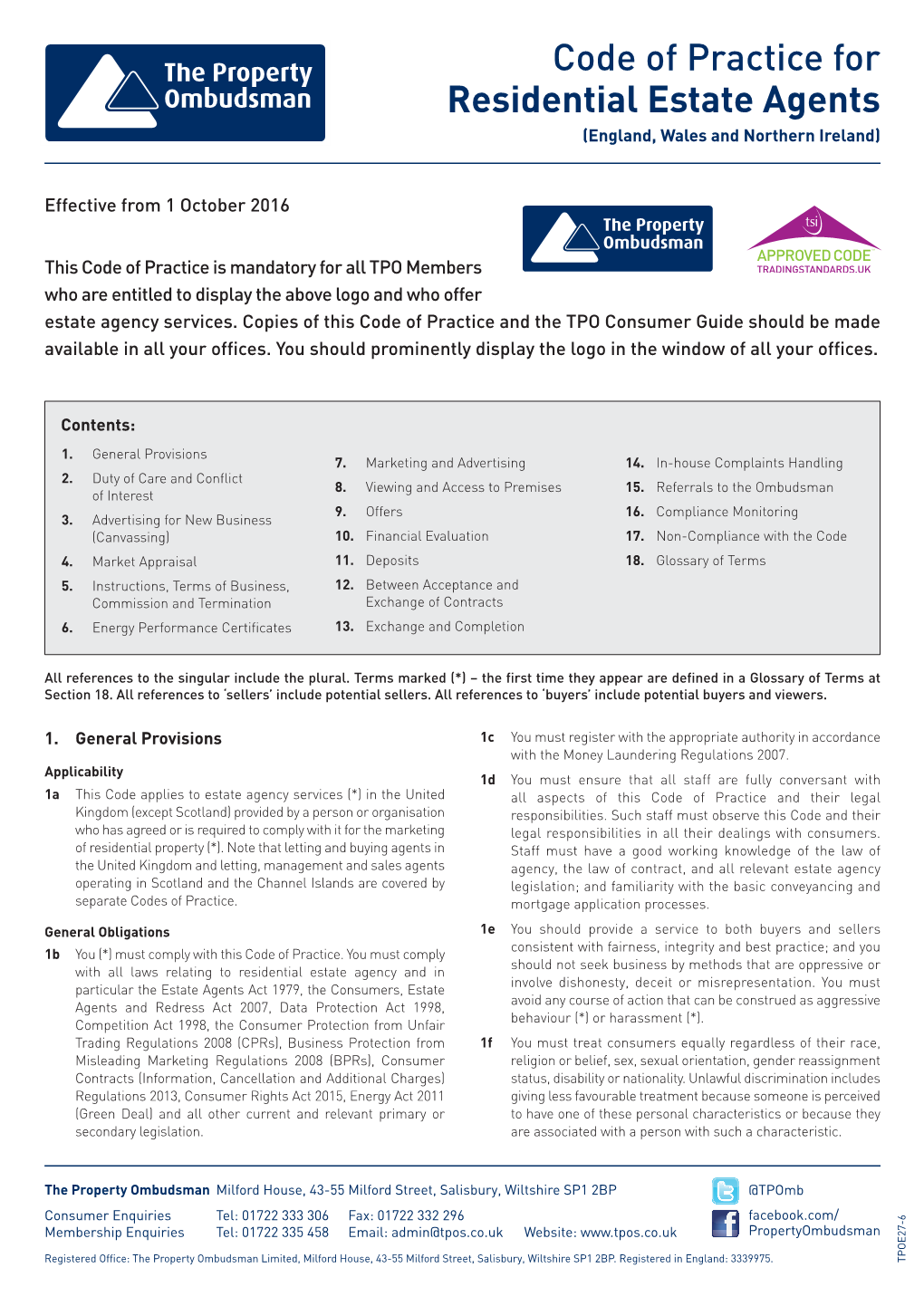 Code of Practice for Residential Estate Agents (England, Wales and Northern Ireland)