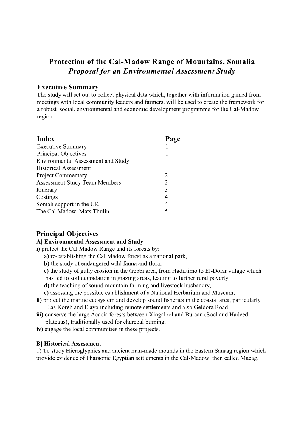 Protection of the Cal Madow Mountain Range (40 Days)