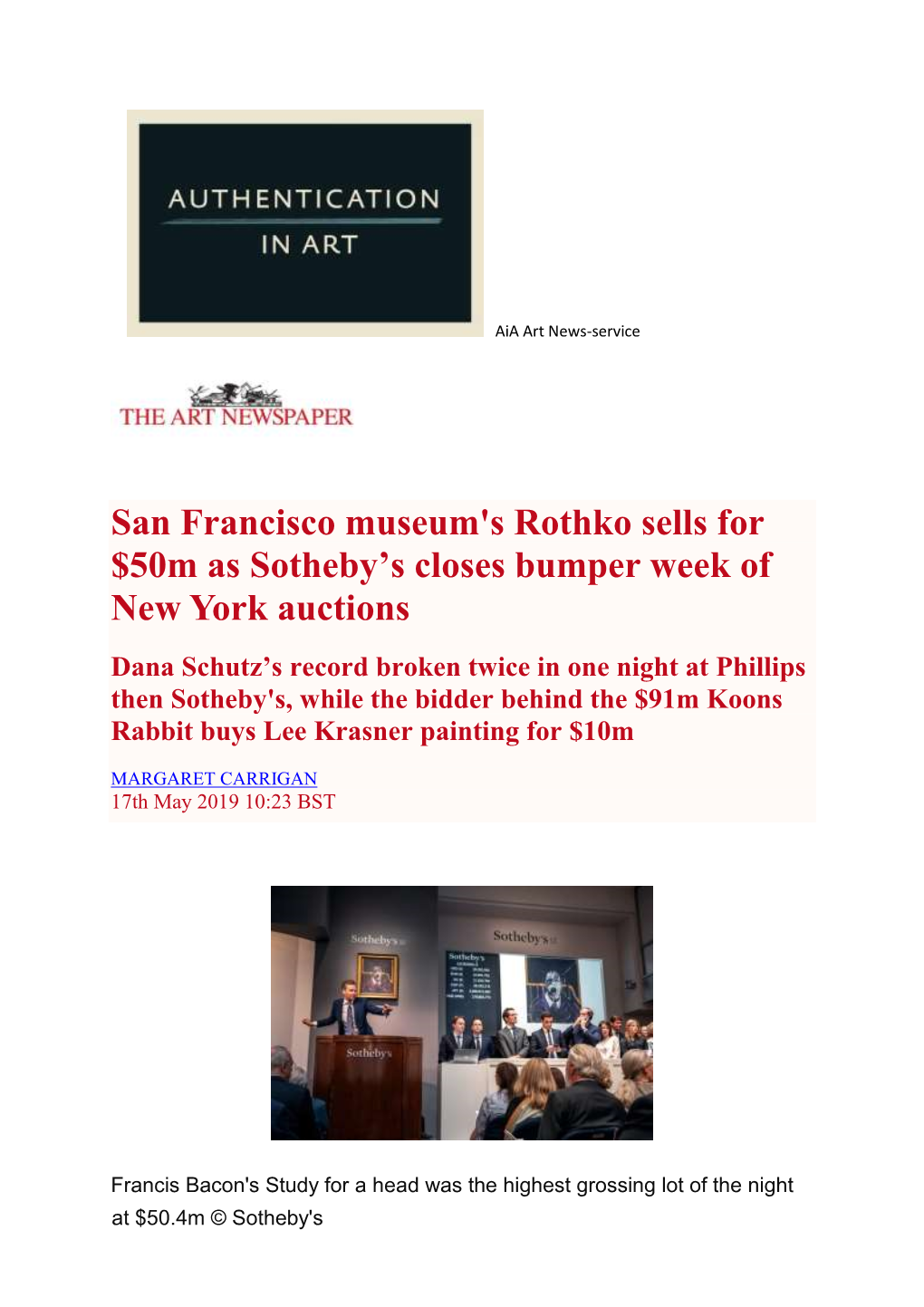 San Francisco Museum's Rothko Sells for $50M As Sotheby's Closes