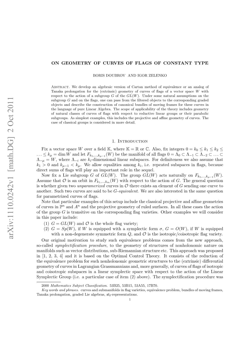 On Geometry of Curves of Flags of Constant Type