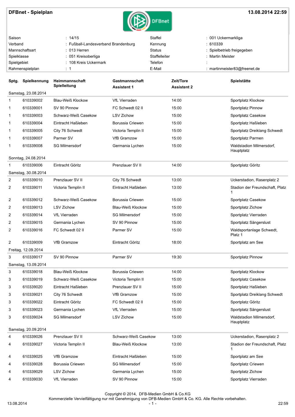 Dfbnet - Spielplan 13.08.2014 22:59