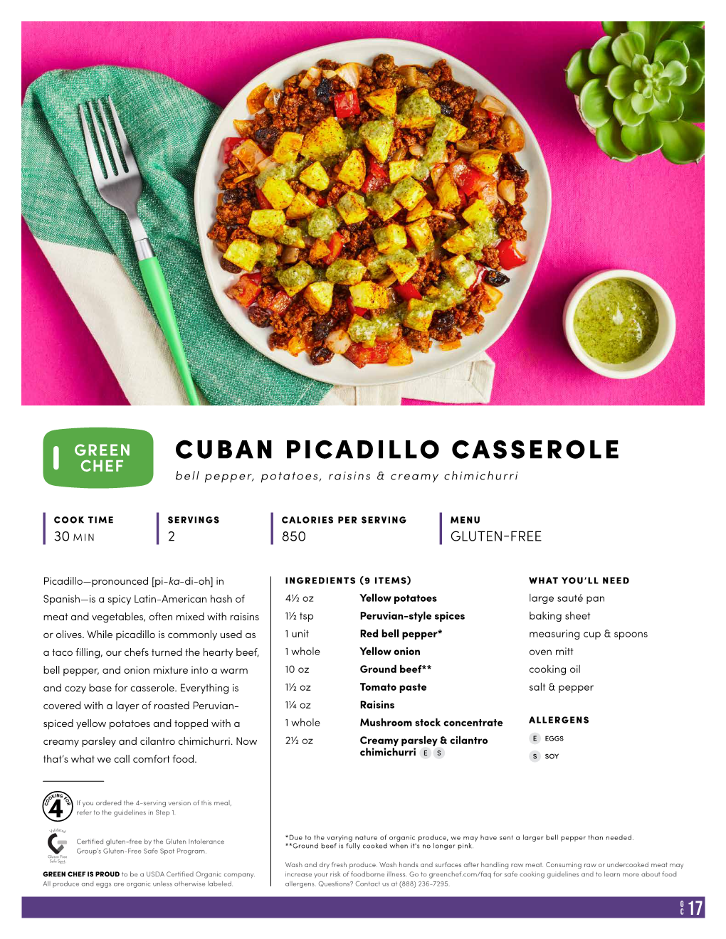 CUBAN PICADILLO CASSEROLE Bell Pepper, Potatoes, Raisins & Creamy Chimichurri