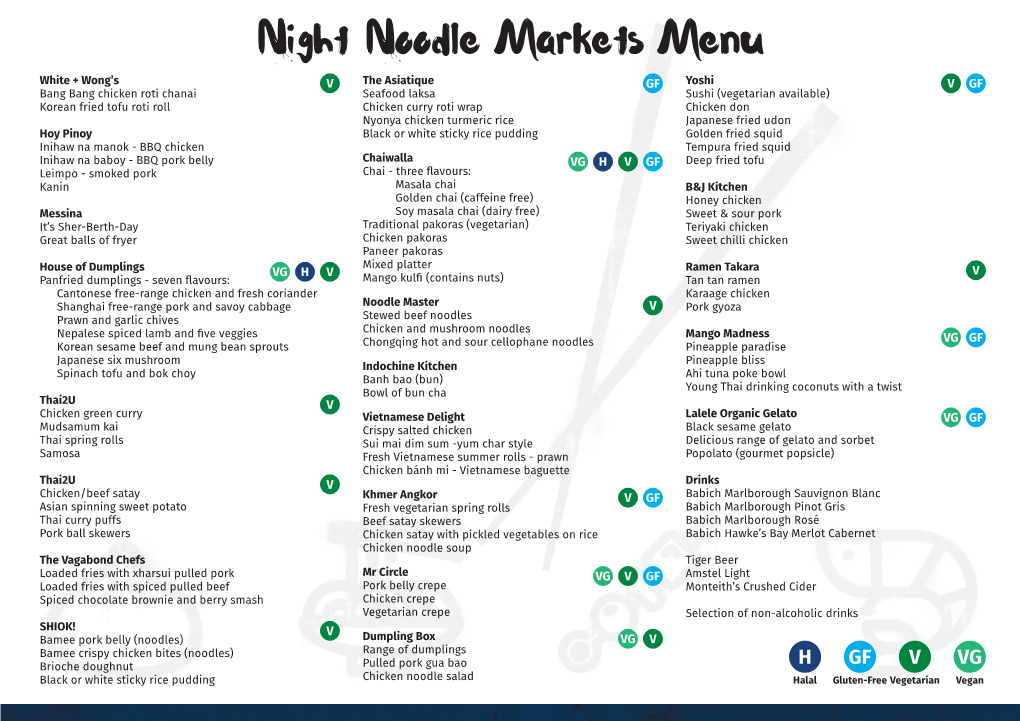 Night Noodle Markets Menu