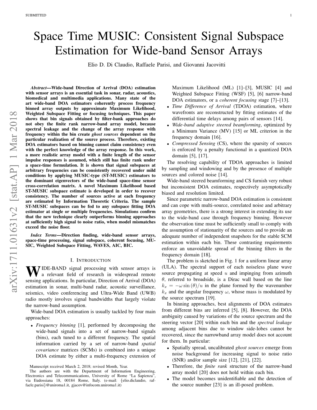 Consistent Signal Subspace Estimation for Wide-Band Sensor Arrays Elio D