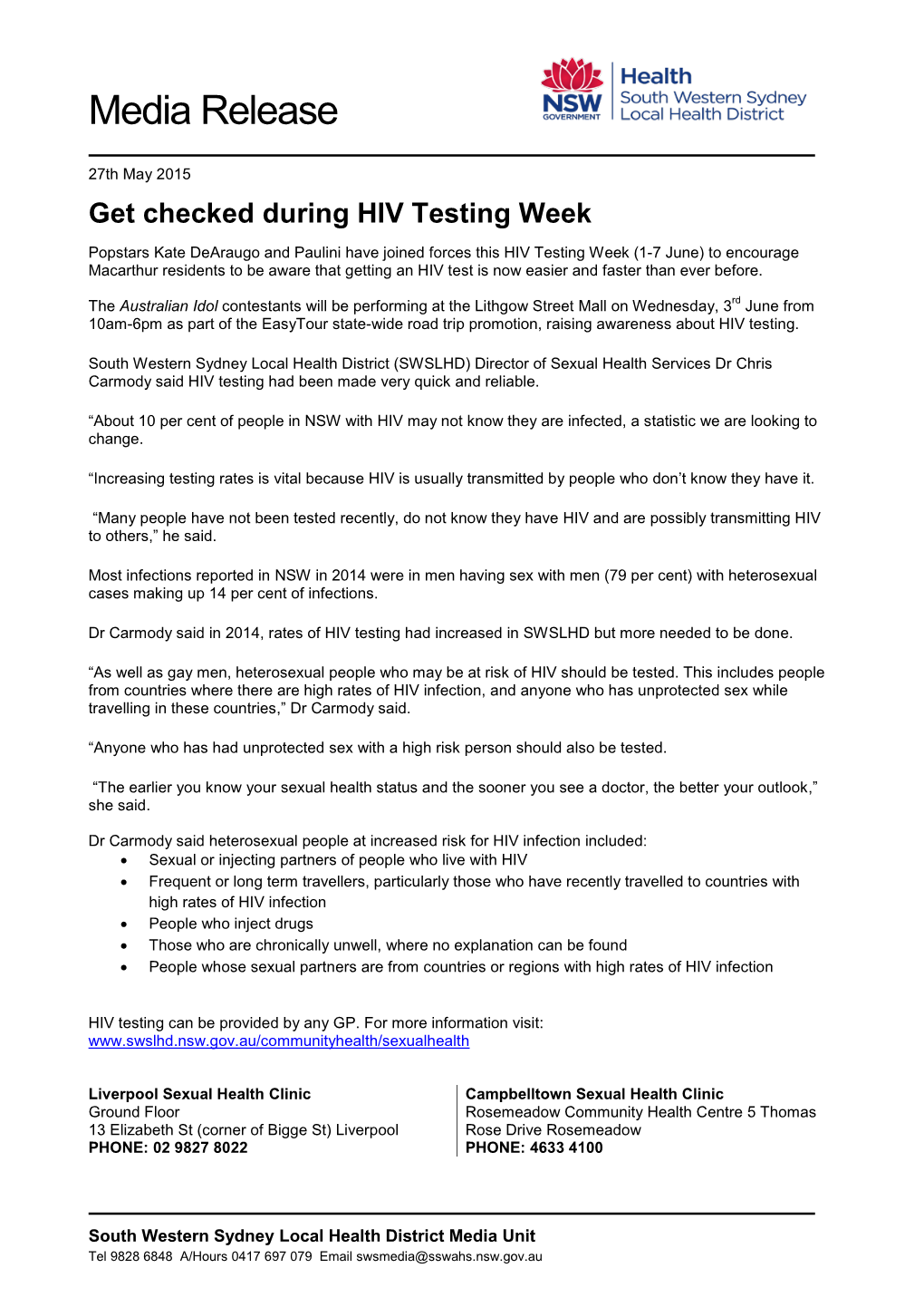 Get Checked During HIV Testing Week