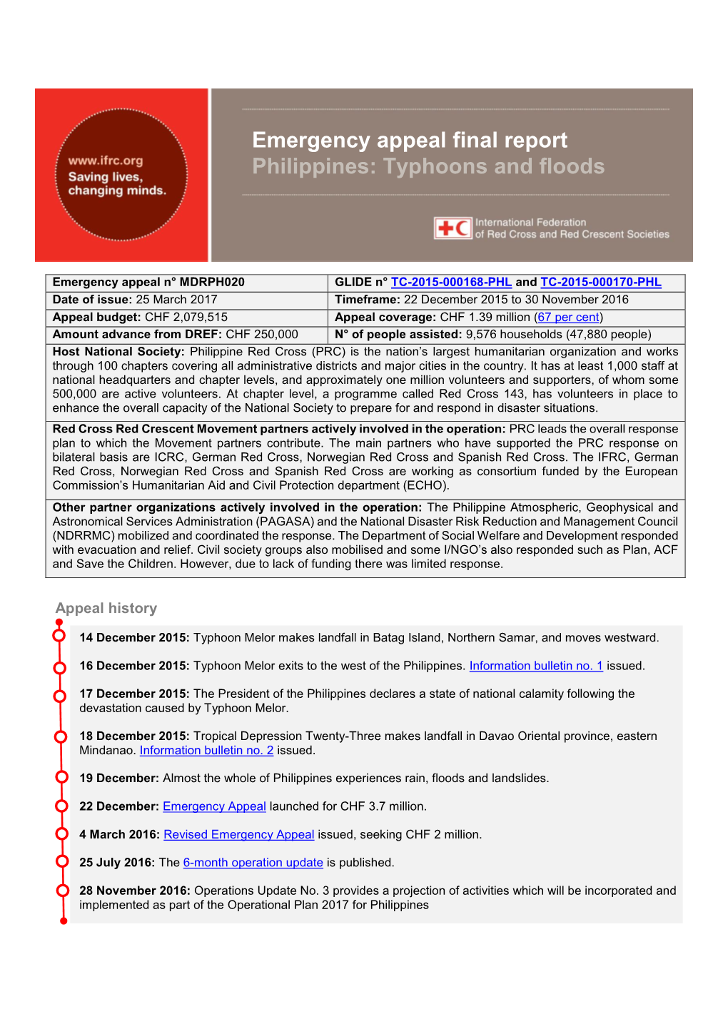 Emergency Appeal Final Report Philippines: Typhoons and Floods
