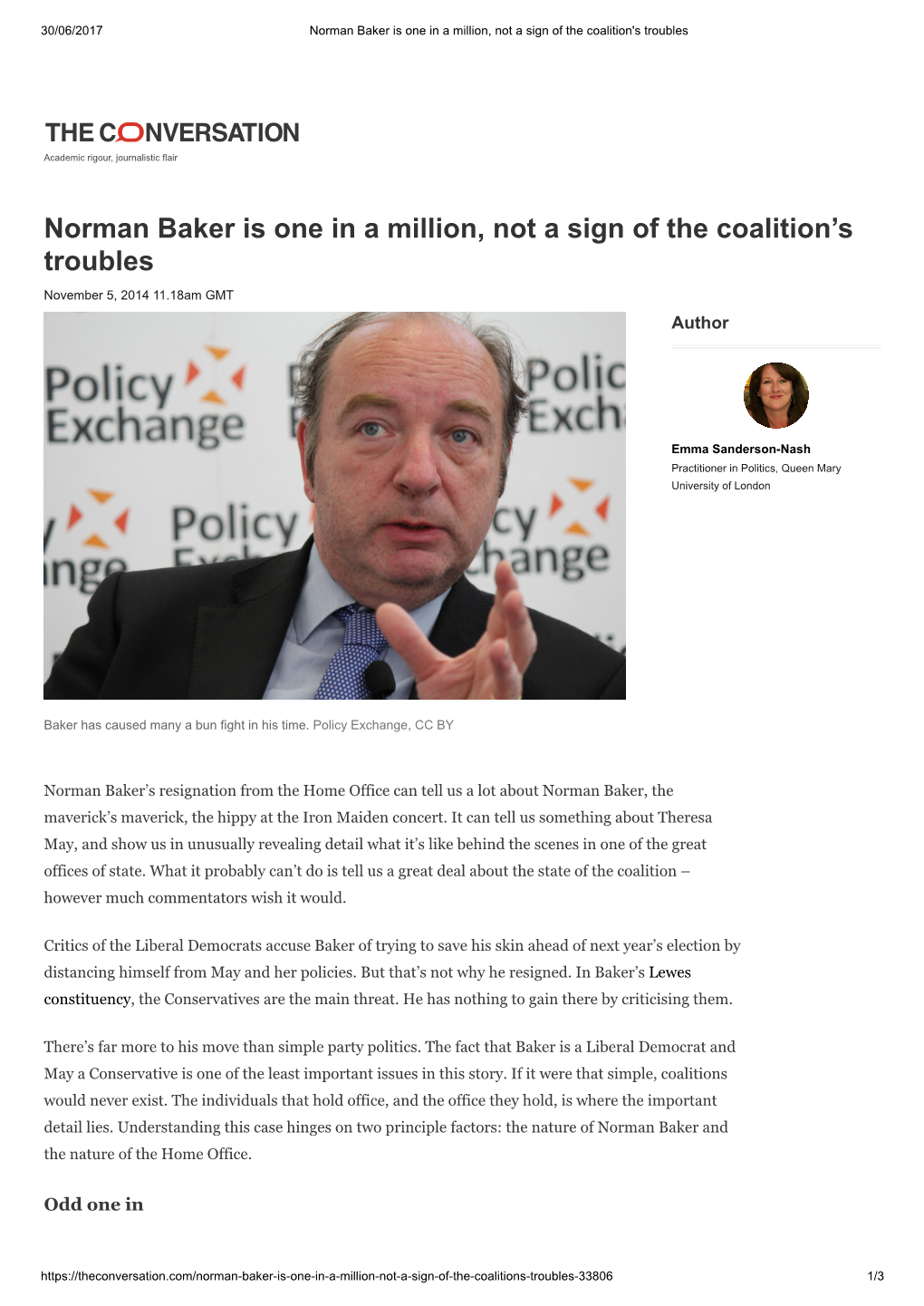 Norman Baker Is One in a Million, Not a Sign of the Coalition's Troubles