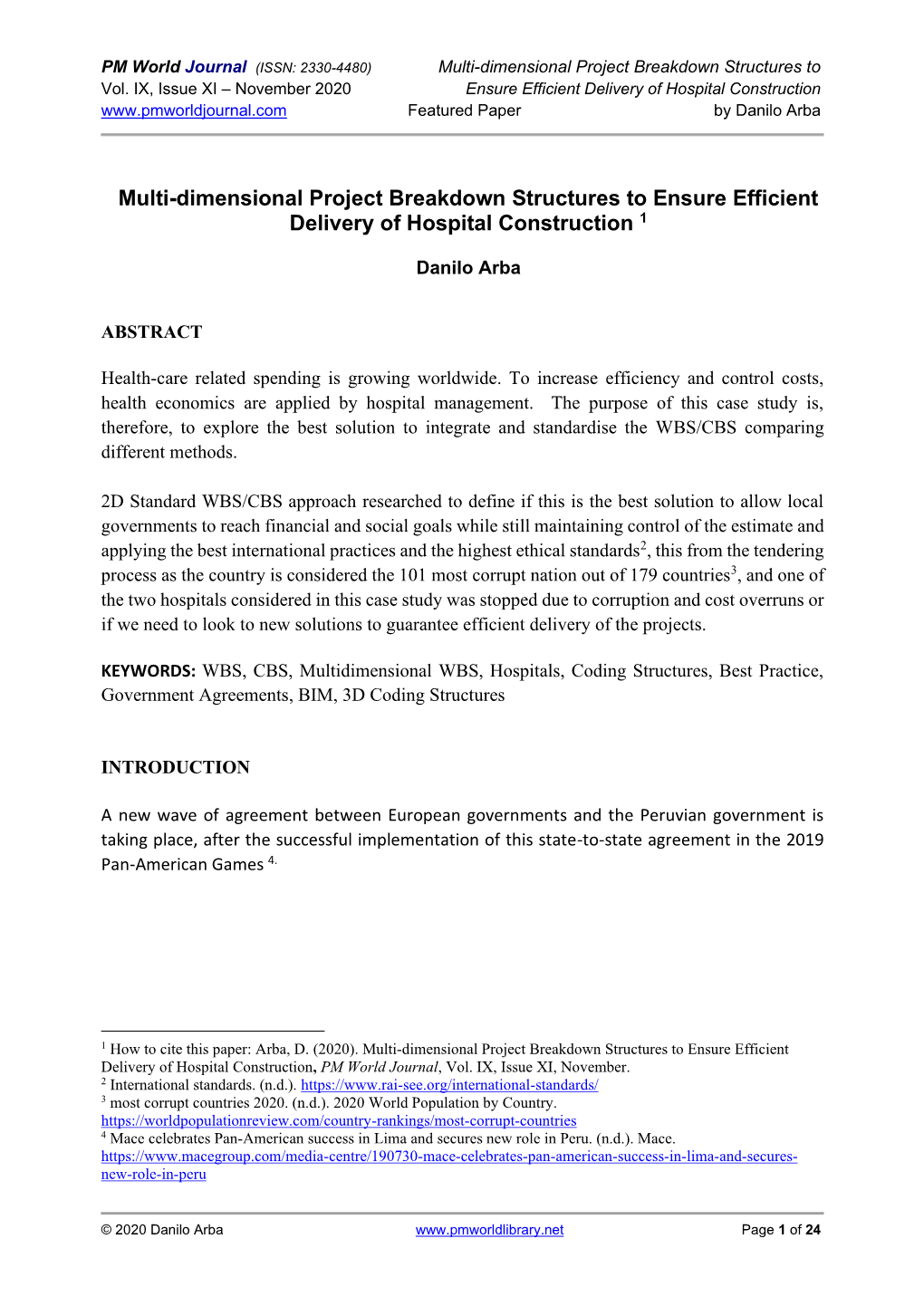 Multi-Dimensional Project Breakdown Structures to Vol