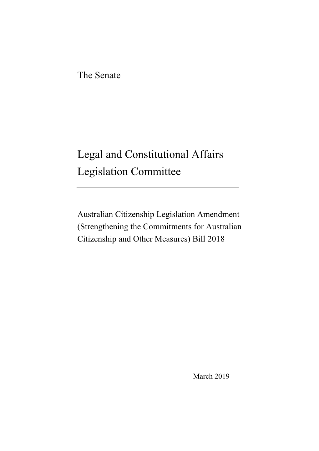 Legal and Constitutional Affairs Legislation Committee