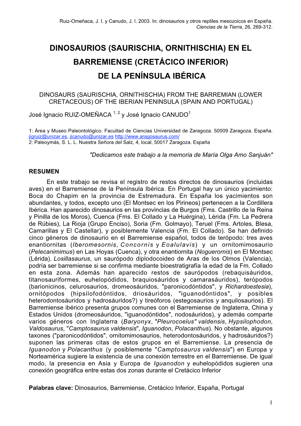 En El Barremiense (Cretácico Inferior) De La Península Ibérica