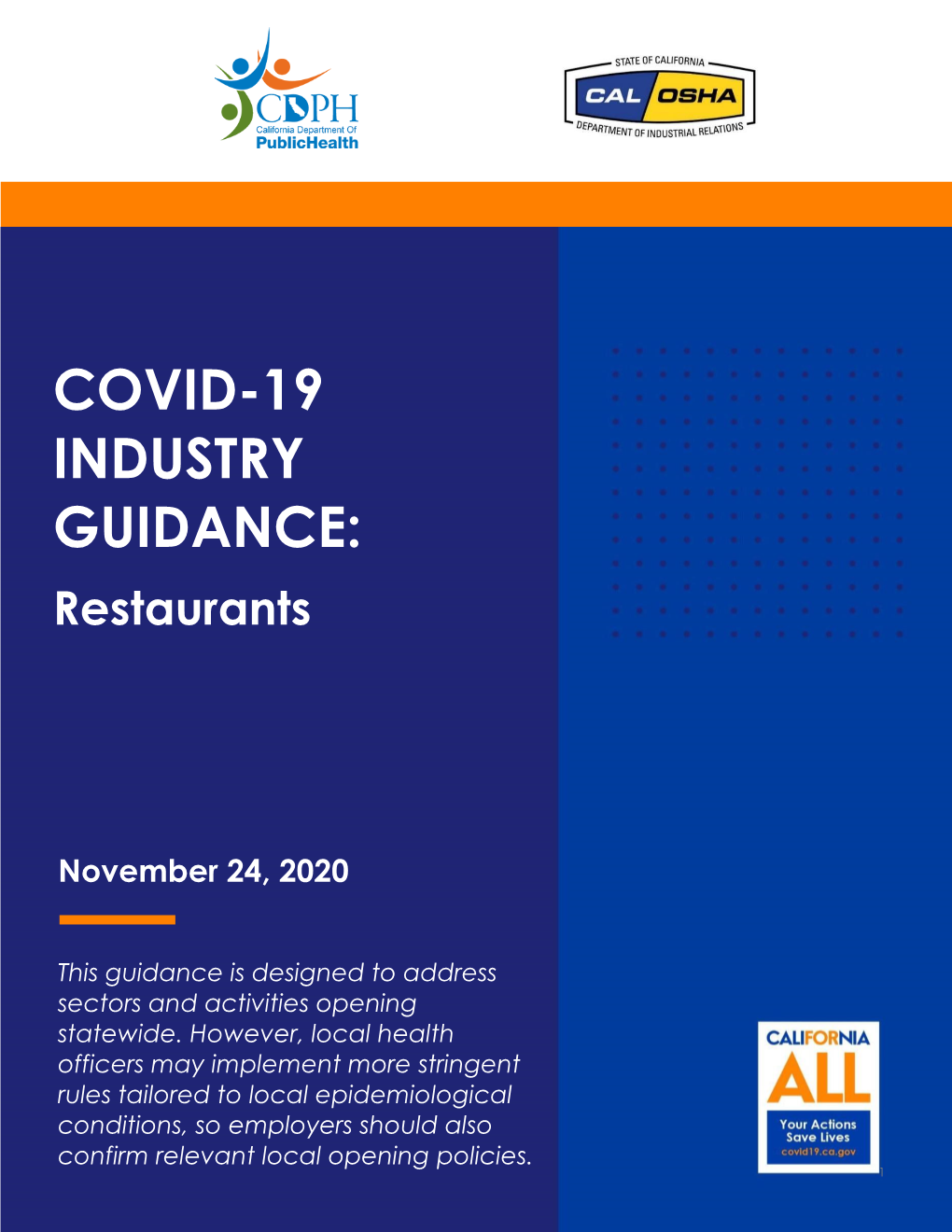 COVID-19 Industry Guidance: Dine-In Restaurants