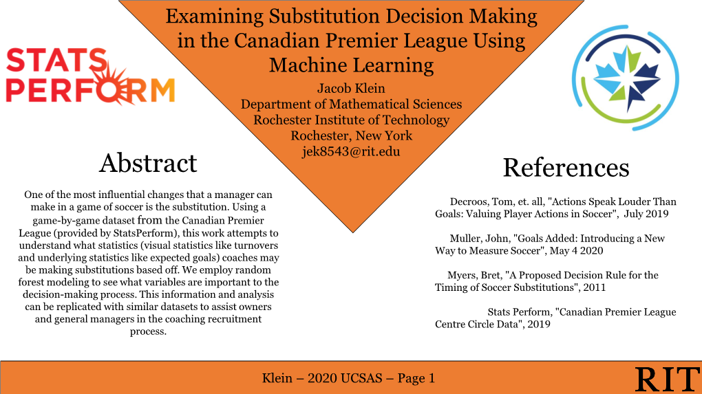 Examining Substitution Decision Making in the Canadian Premier League Using Machine Learning