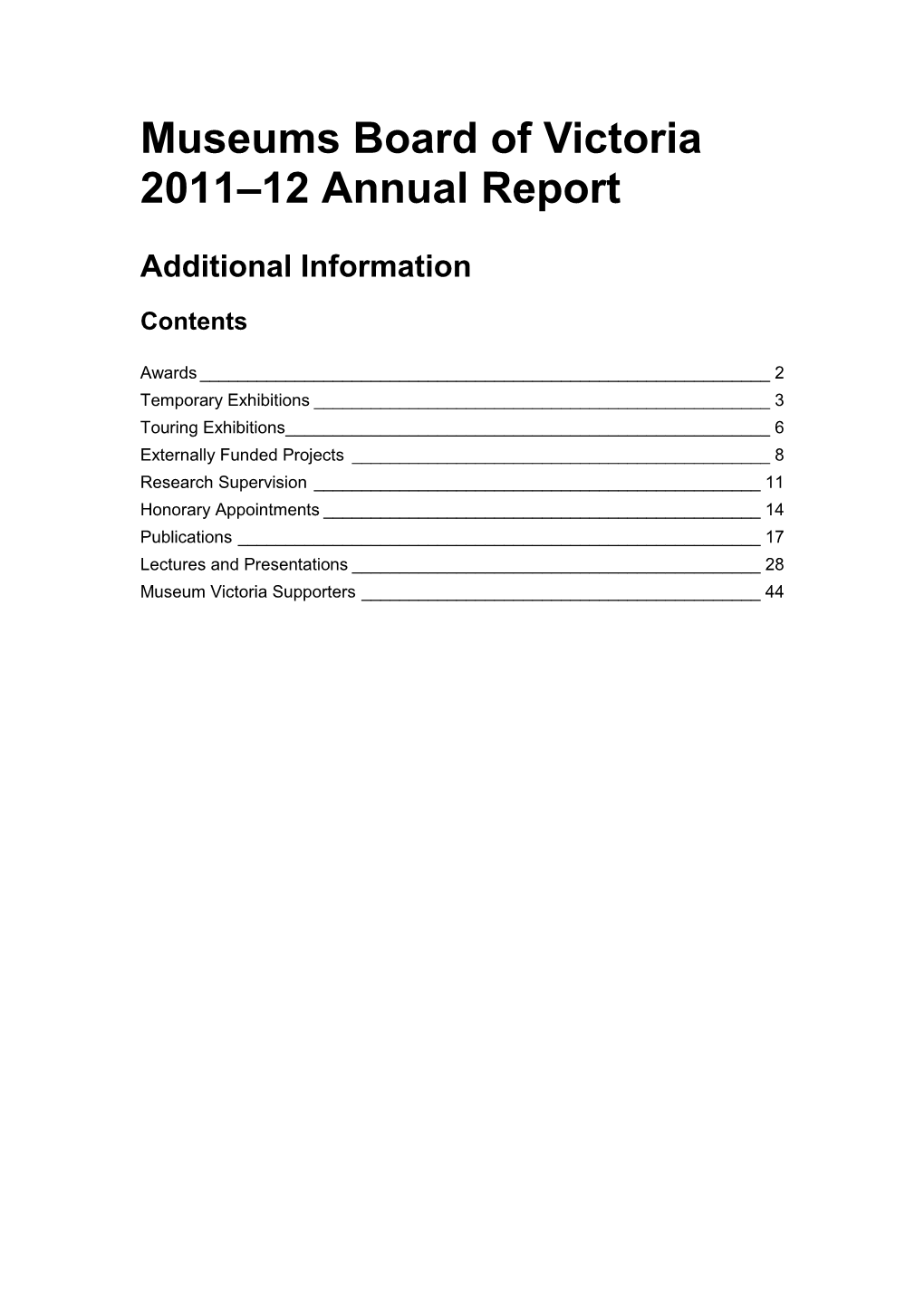 Museums Board of Victoria 2011–12 Annual Report