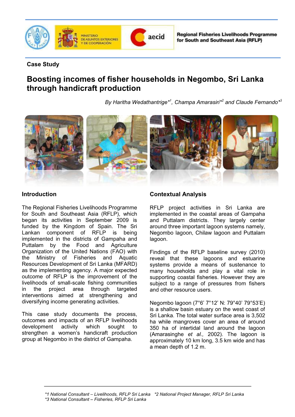Boosting Incomes of Fisher Households in Negombo, Sri Lanka Through Handicraft Production
