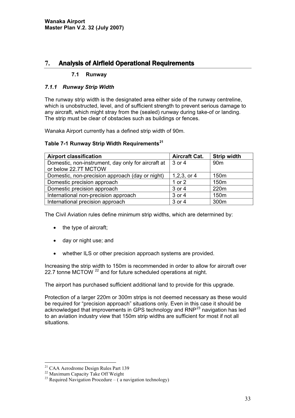 7. Analysis of Airfield Operational Requirements 7.1 Runway